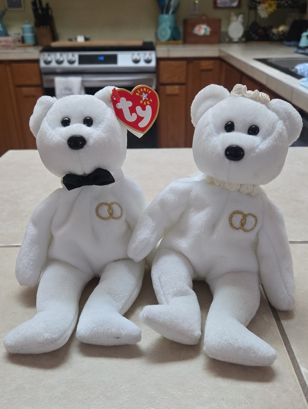 Ty White Wedding Bear Pair - Bride & Groom Plush